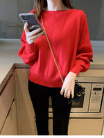Ribbed Hem Batwing Sleeve Knit Top