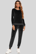 Round Neck Long Sleeve Loungewear Set with Pockets - Ladyez