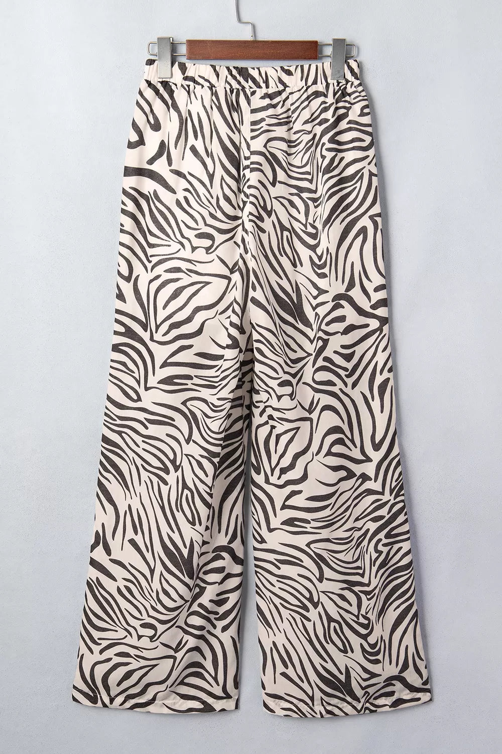Multicolour Western Print Zebra Pattern Elastic Waist Pocket Pants