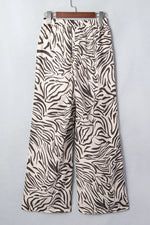 Multicolour Western Print Zebra Pattern Elastic Waist Pocket Pants