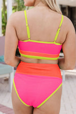 Color Block Scoop Neck Two-Piece Swim Set - Ladyez