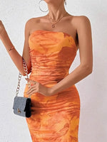 Printed Side Slit Tube Dress - Ladyez