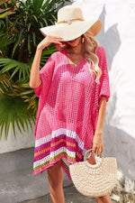 Angel Wings Rainbow Stripe Openwork Slit Cover-Up - Ladyez
