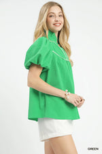 Umgee Textured Puff Sleeve Blouse