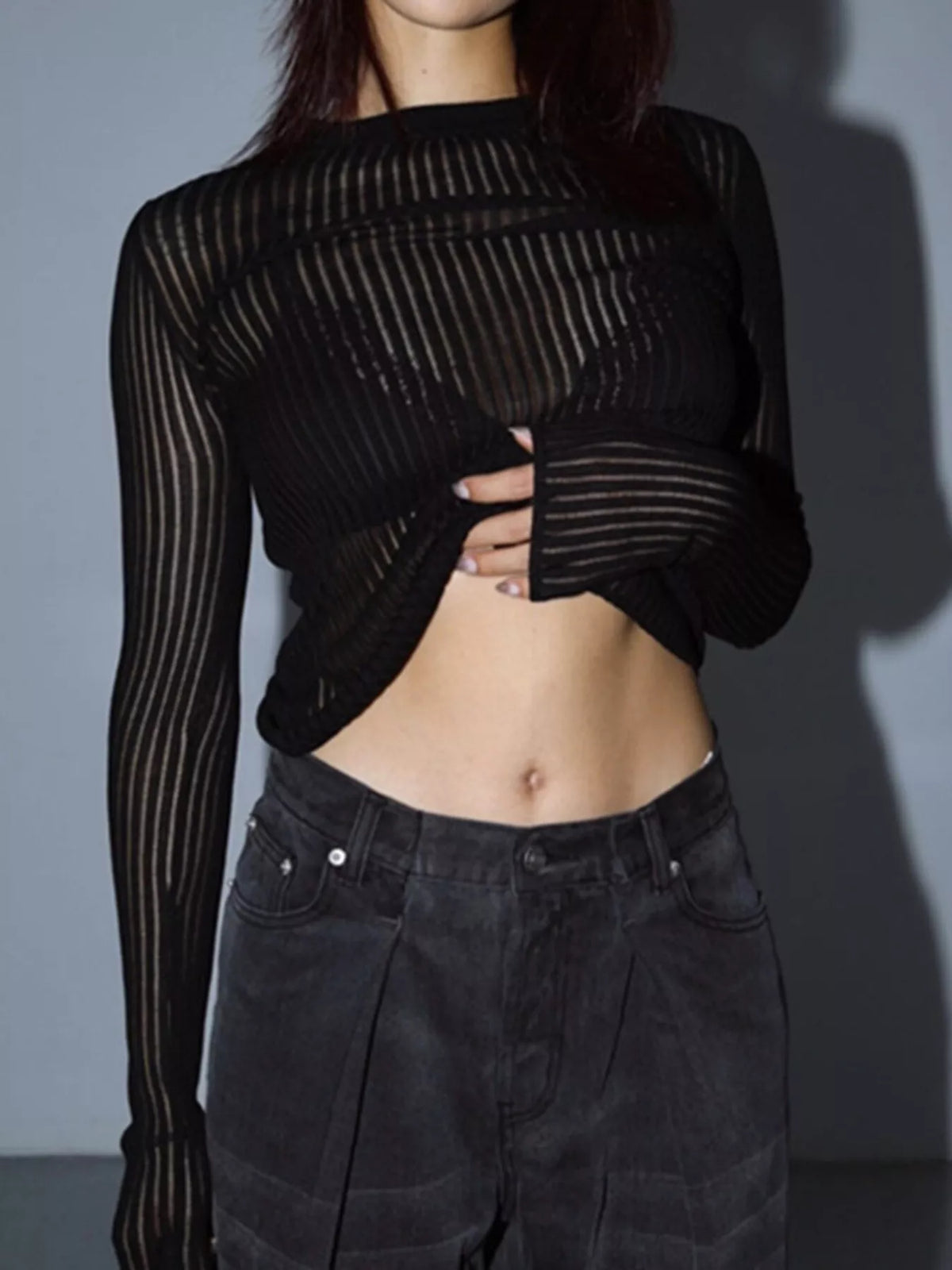 Ribbed Knit Long Sleeve Top