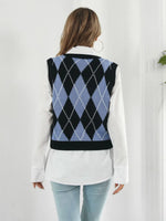 Skull Geometric V-Neck Sweater Vest