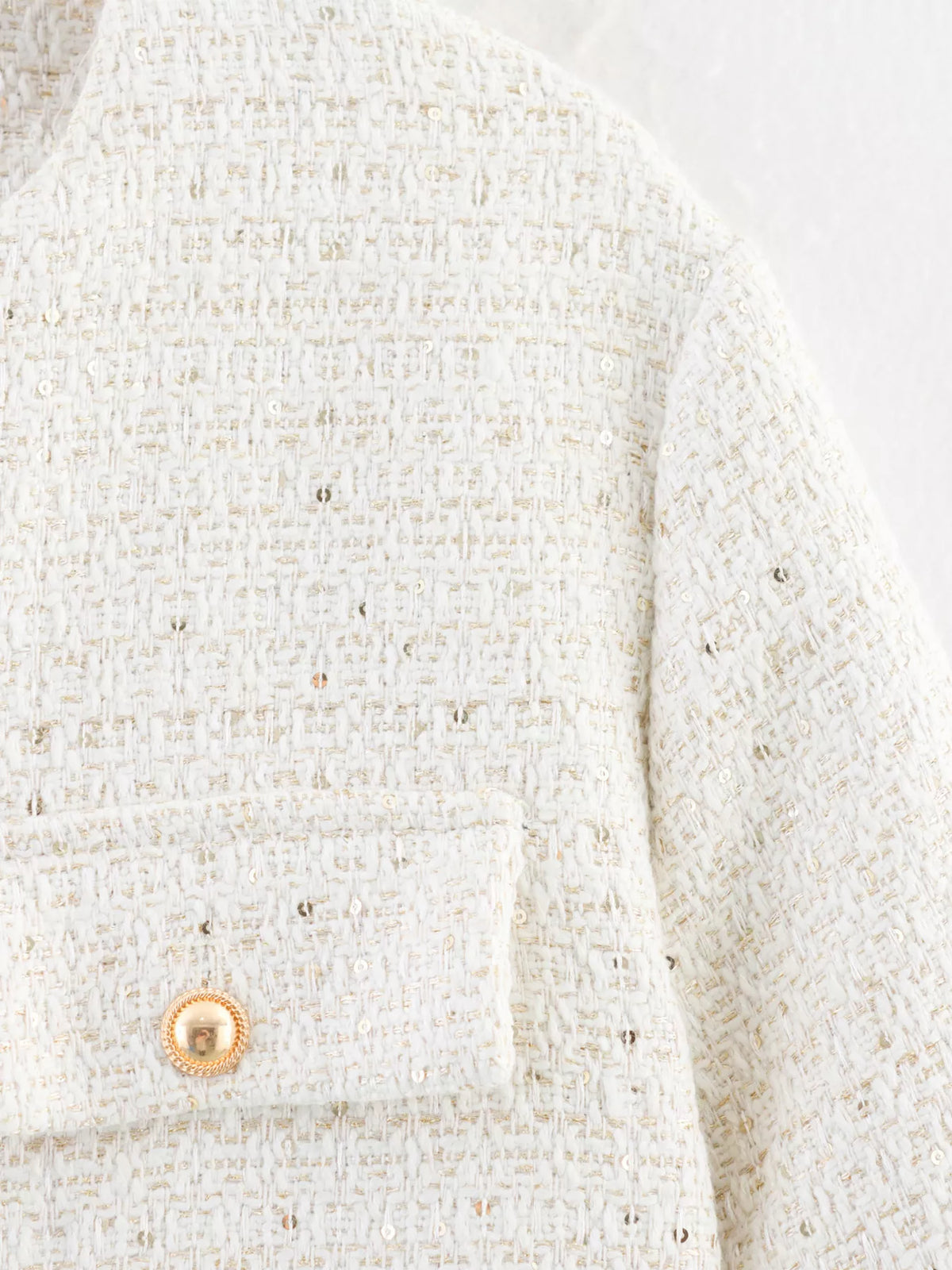 Tweed Button Up Cropped Outerwear