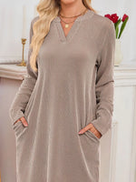 Casual Ribbed Knit Long Sleeve Dress