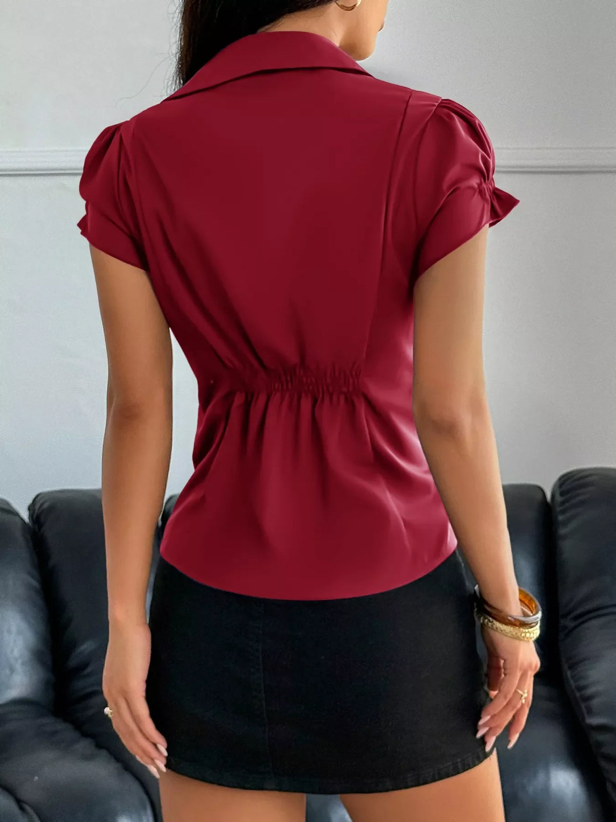Elegant Ruffle Sleeve Button-Down Shirt