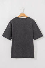 Cheetah Mineral Wash Round Neck Half Sleeve T-Shirt - Ladyez