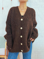 Cable Knit Button-Up Cardigan