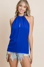 BiBi Air Flow Woven Key Hole Front Detailed Halter