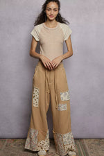 POL Outseam Detail Ribbed T-Shirt with Contrast Color Sleeves