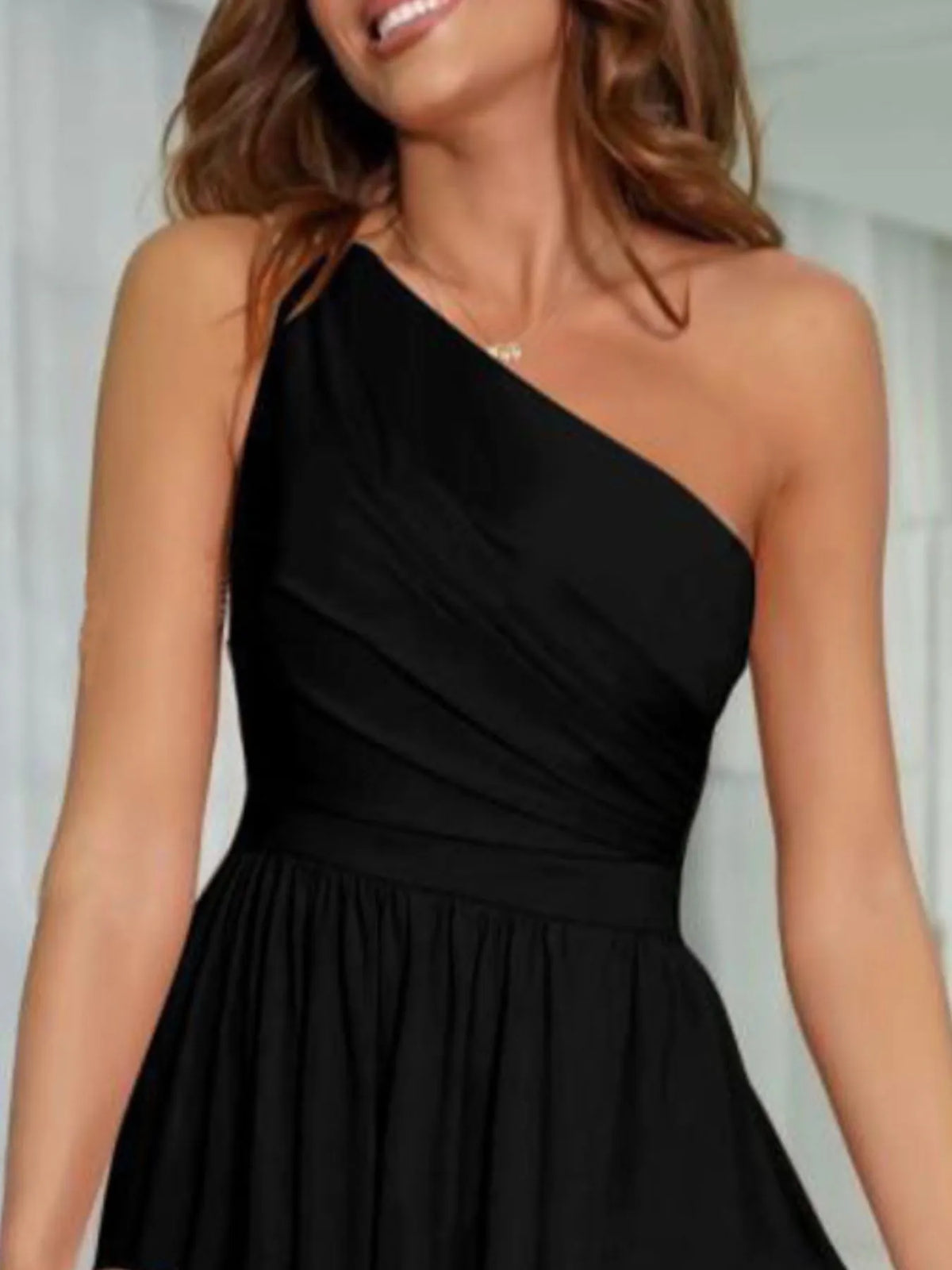 One-Shoulder High Slit Dress - Ladyez
