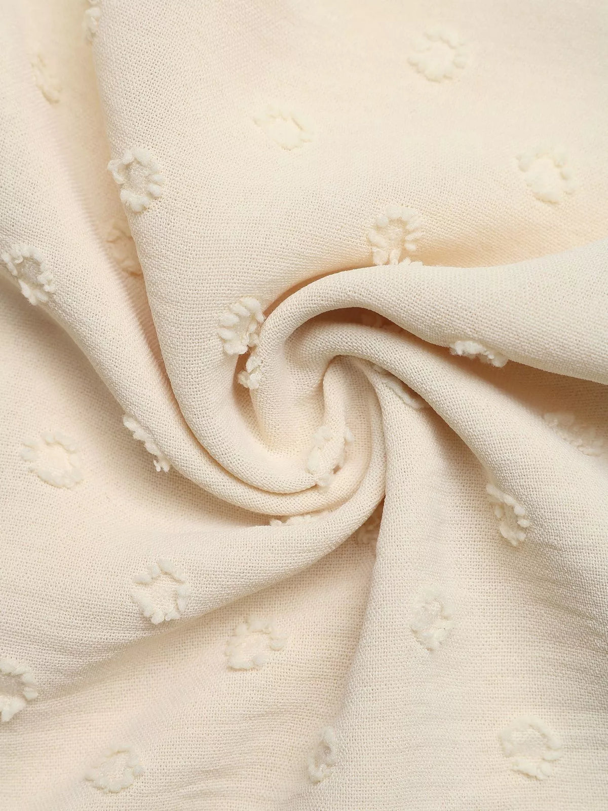 Swiss Dot Ruffled Button-Down Shirt