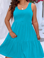 Plus Size Tiered Scoop Neck Tank Dress - Ladyez