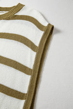 Stripe Tie Open Side Sweater Knitted Top