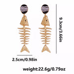 Striped Fishbone Drop Earrings