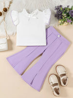 Children's Ruffle Trim Top and Flare Leg Pants Set