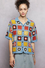 POL Crochet Short Sleeve Relaxed Fit Shirt