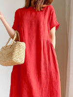 Full Size Casual Round Neck Midi Dress Plus Size - Ladyez