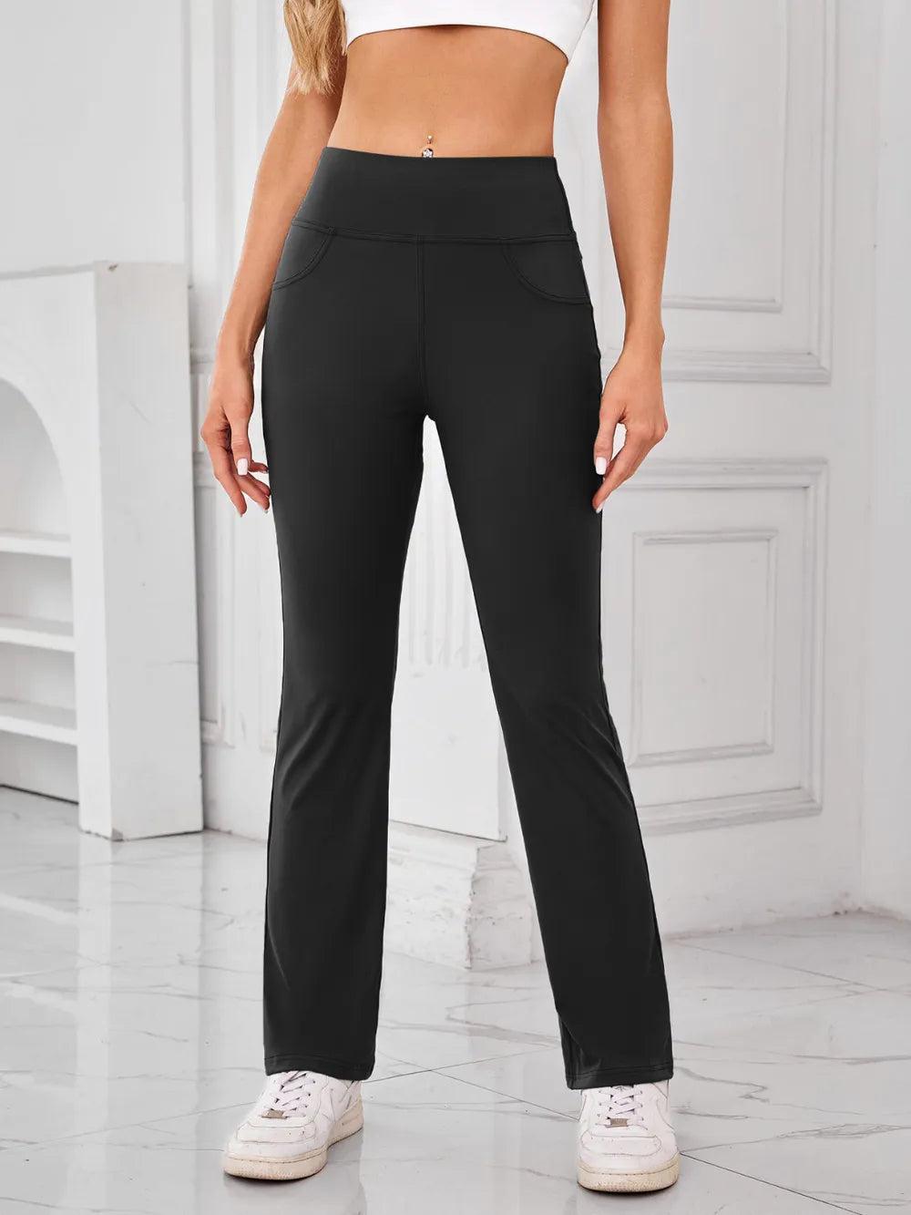 Lovelet High Waist Active Pants with Pockets - Ladyez