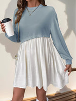 Two-Tone Dropped Shoulder Dress