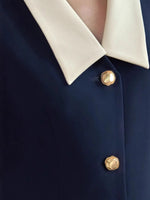 Contrast Collar Button-Front Sleeveless Mini Dress - Ladyez