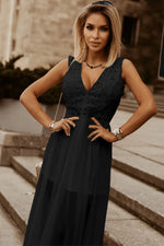 Slit Lace Detail V-Neck Dress - Ladyez