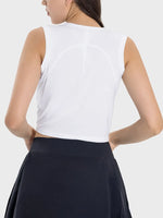 Millennia Drawstring Ruched Wide Strap Active Tank - Ladyez