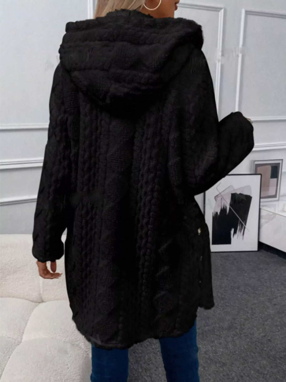 Hooded Button-Down Fleece Outerwear