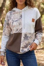 Multicolour Camo Print Drawstring Long Sleeve Western Style Hoodie