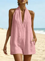 Halter Neck Romper with Pockets