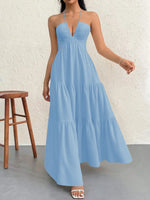 Halter Neck Tiered Maxi Dress - Ladyez