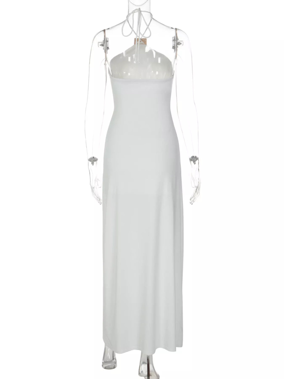 Backless Ruched Halter Neck Maxi Dress