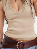 Solid V-Neck Tank - Ladyez