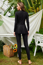 Mock Neck Long Sleeve One-Piece Swimwear - Ladyez