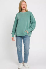 Zenana Pigment Dye Exposed-seam Fleece Sweatshirt