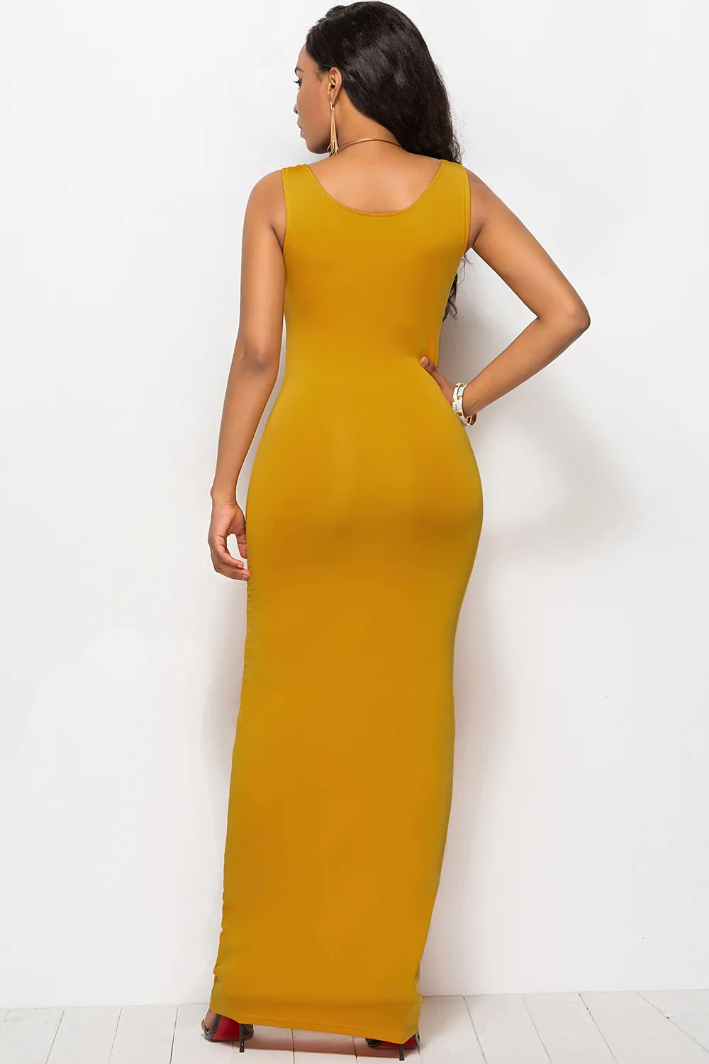 Scoop Neck Wide Strap Maxi Dress - Ladyez