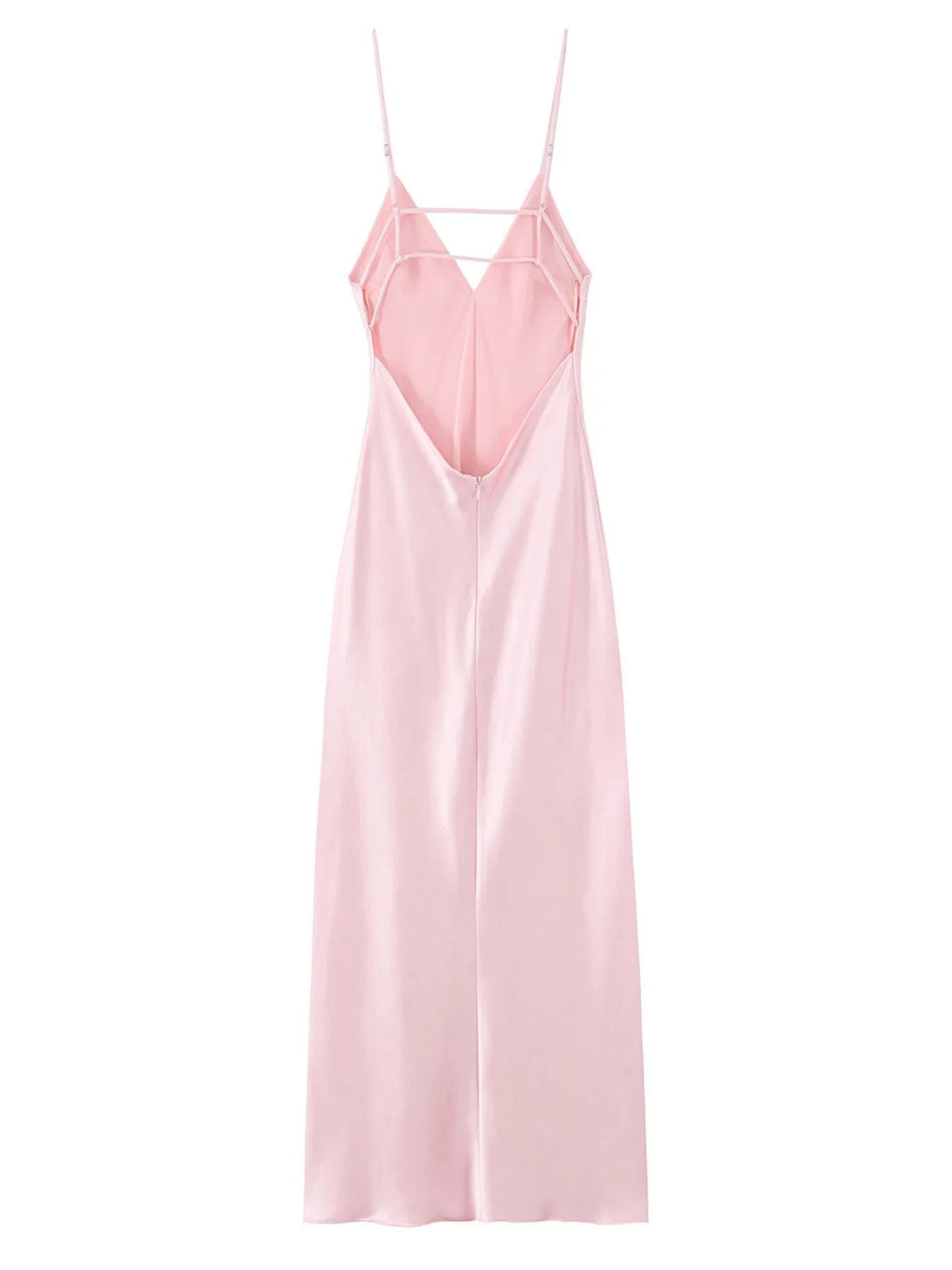 Satin V-Neck Cami Dress - Ladyez