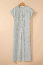 Striped Ruffle Button Front Maxi Dress