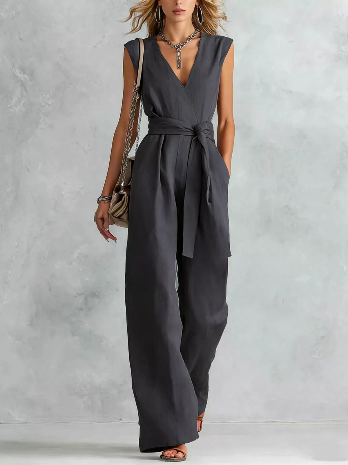 Sleeveless Wide Leg Jumpsuit