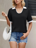 Collared Neck Short Sleeve Top