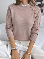 Openwork Mock Neck Sweater