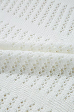 3/4 Sleeve Open Knit Mesh Detail Pullover Sweater