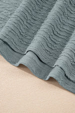 Solid Color Textured Crew Neck Top