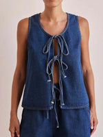 Tie Front Denim Vest