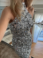 Devine Sequin Halter Neck Mini Dress - Ladyez