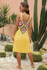 Geometric V-Neck Spaghetti Strap Cover Up Dress - Ladyez