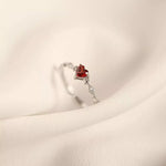 925 Sterling Silver Zircon Heart Open Ring